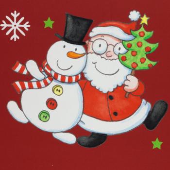 Preview: Baumwoll Panel Happy Christmas by Steinbeck ca. 145cm Rot/Grün Adventskalender